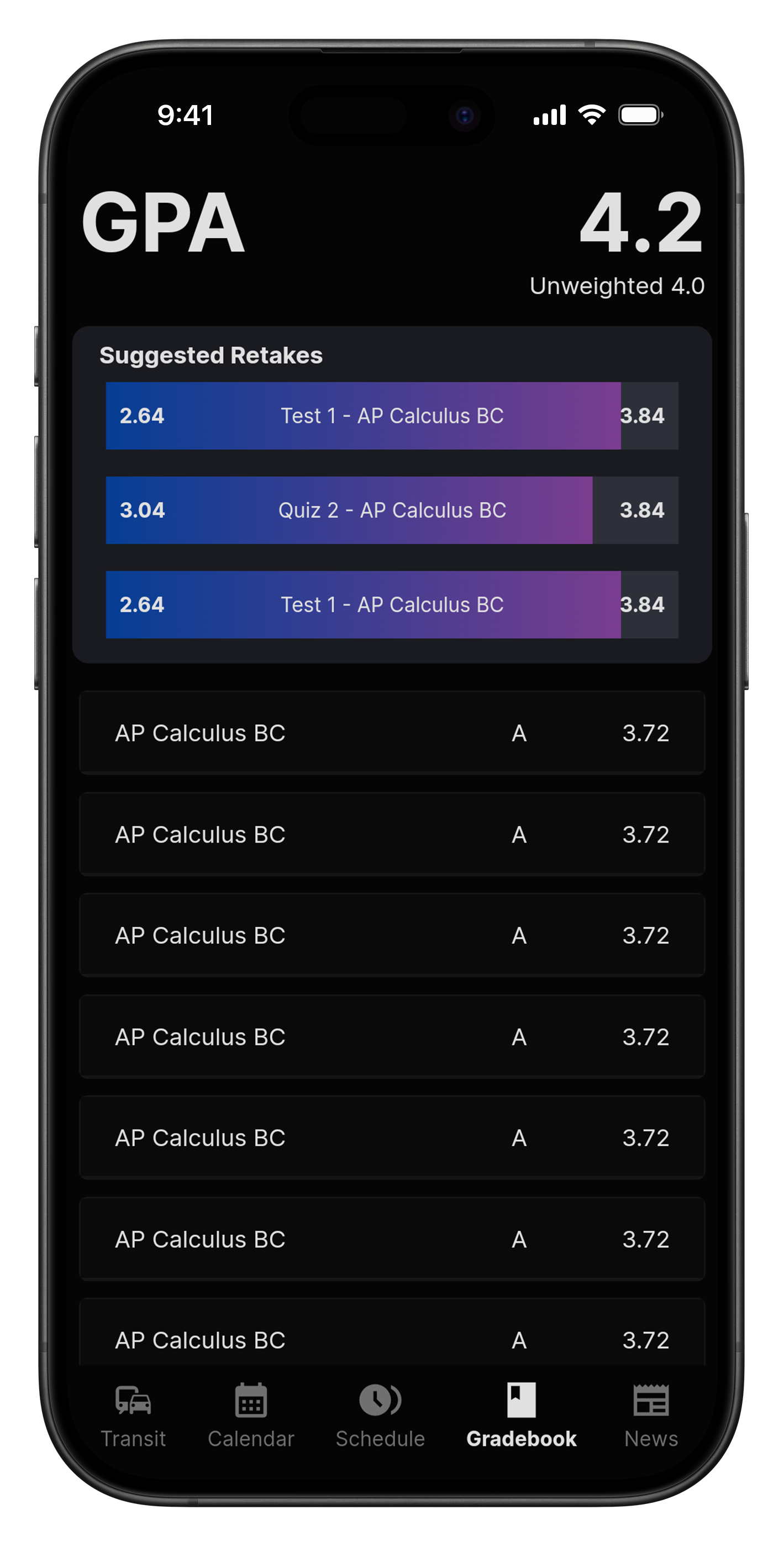 Gradebook Page